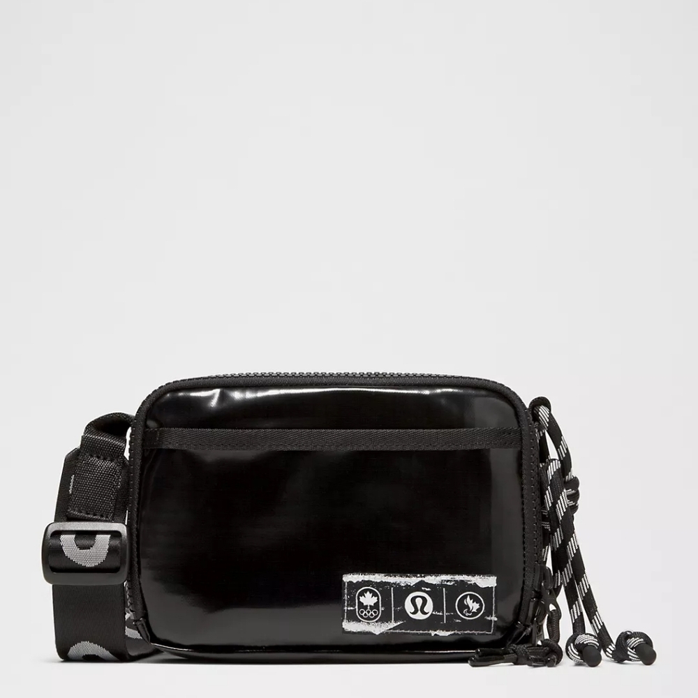 lululemon black glossy small crossbody pouch